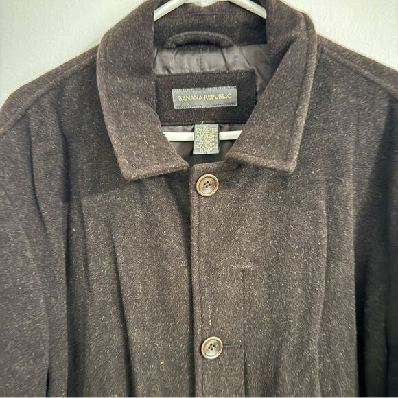 Banana Republic Men's Size XL Wool Cashmere Blend Over Coat Mid Length Button - Picture 9 of 12